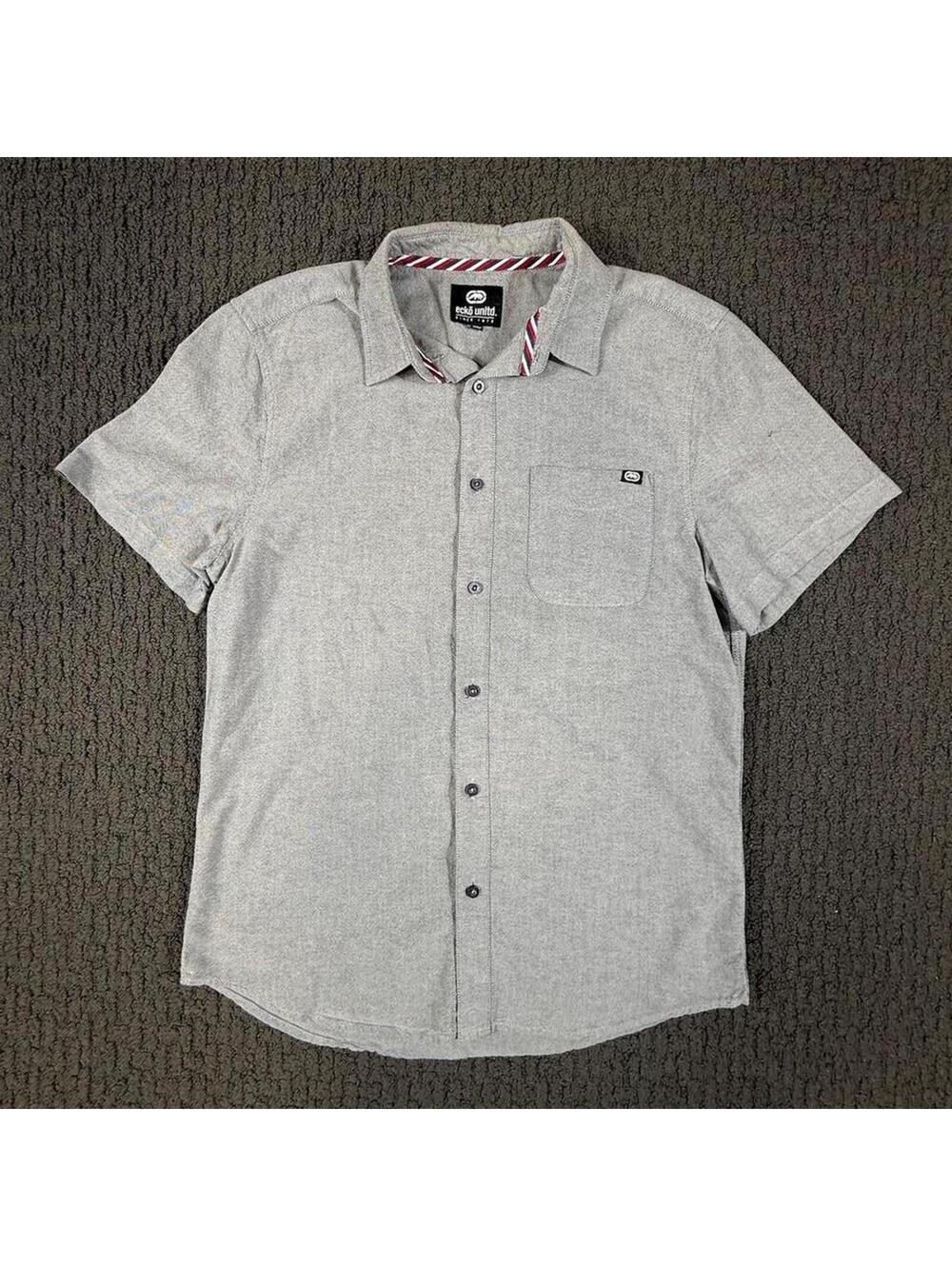 ECKO UNTLD Gray Y2K 2000’s T Shirt Button Up M